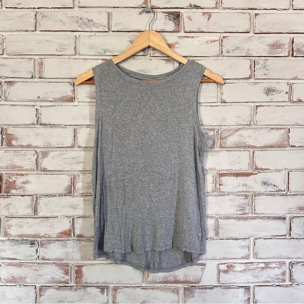 Athleta with ease ribbed gray tank top open back